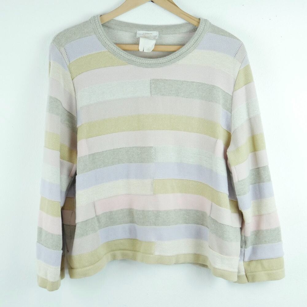 Vintage Large Sweater Y2K Pastel Multicolor Cotton Soft Girl Preppy Boxy Crop